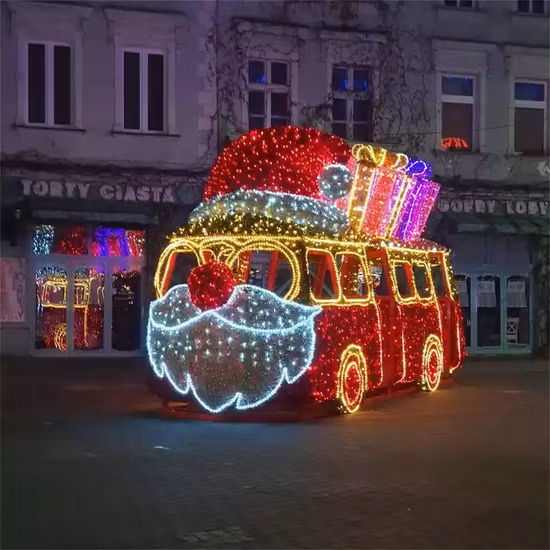 Luz de adorno de autobús LED 3D gigante de decoración de parque de centro comercial personalizada