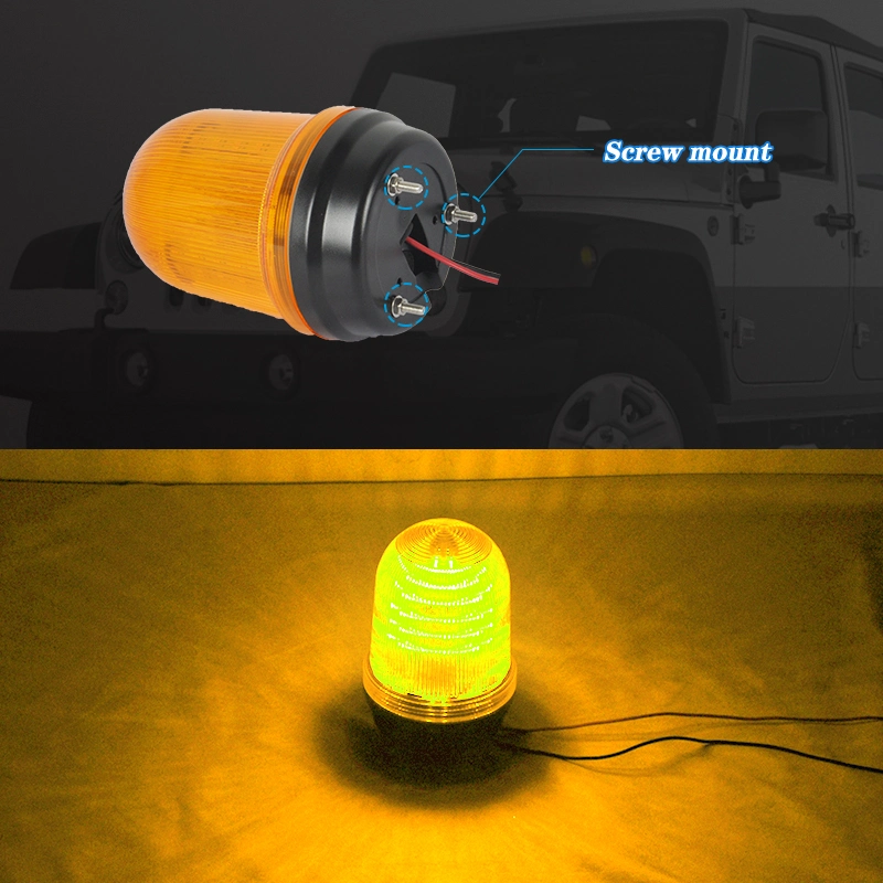 3.7 Inch Amber Emergency Revolving Rotary Warning Strobe Beacon Light for Heavy Duty