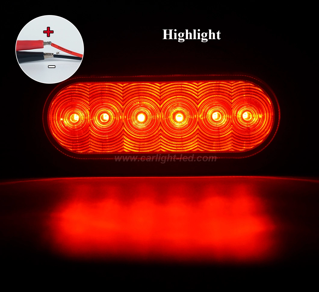 6" LED Waterproof Oval Red Trailer Lights Rear Stop Turn Signal Parking Tail Brake Lights for Boat Trailer Truck RV