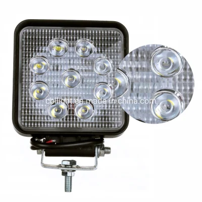 IP68 Lámpara de trabajo cuadrada de 4,3 pulgadas 55 mm de espesor 27W Epistar LED Luz de trabajo 12V Luz de camión para montacargas SUV ATV