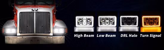 Faro LED Rectangular de repuesto DOT, faro LED Universal de haz alto y bajo con DRL para motocicleta y camión